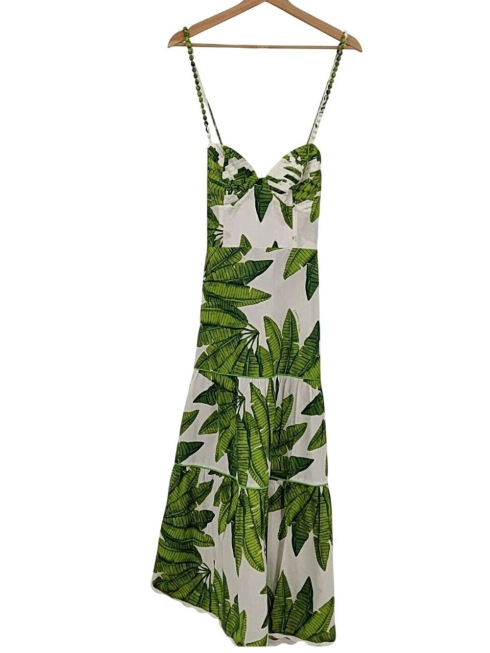 NWT Farm Rio Palm Leaf Tiered Cotton Midi Dress Large MSRP $279